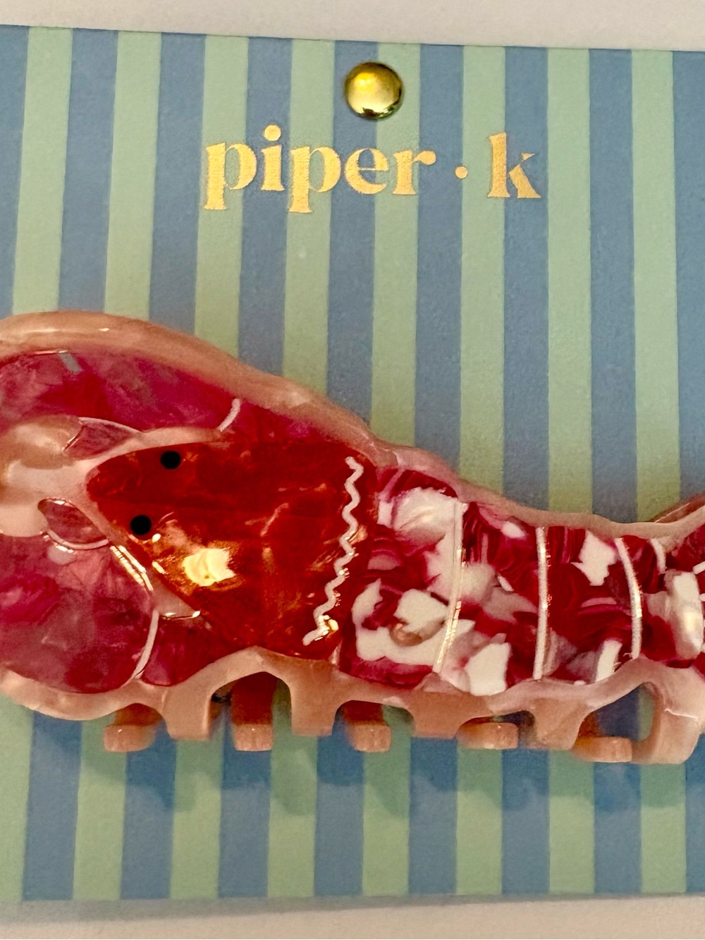 Piper K Viral Lobster Hair Clip Large Claw Double Sided Red Pink Faux Pearl NEW